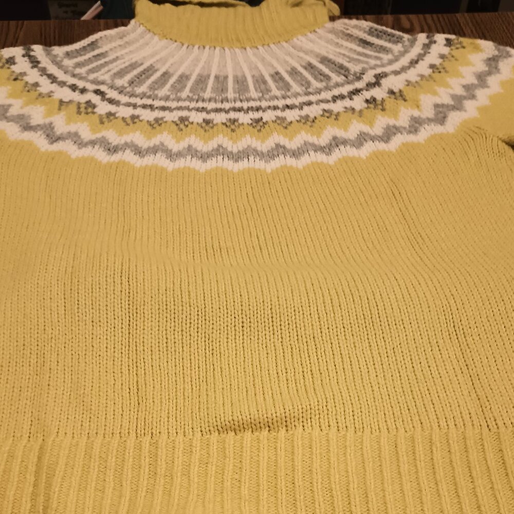 Loft Size XL Yellow and Gray Fair Isle Sweater (NWOT) - Picture 8 of 9